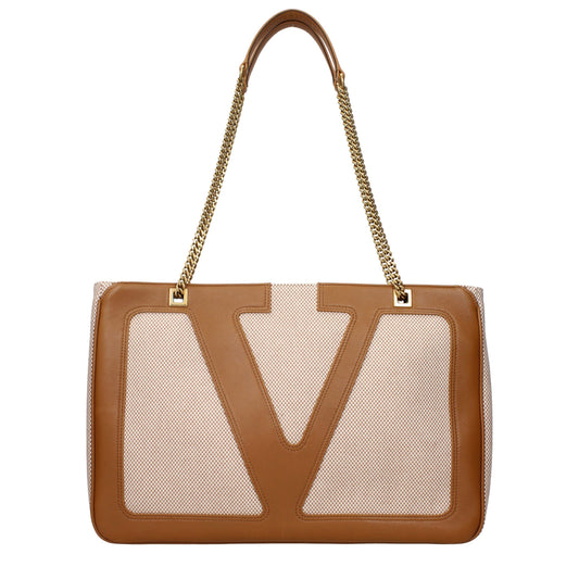 Sac à bandoulière en tissu beige Valentino Garavani
