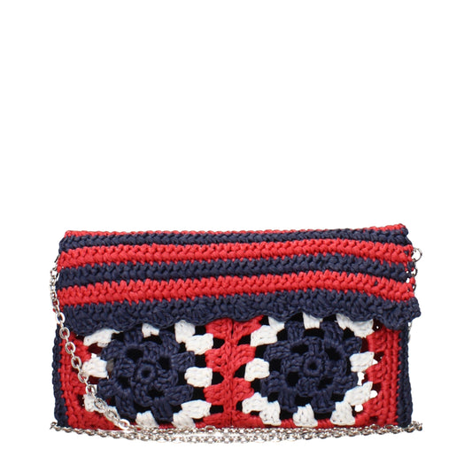 Miu Miu – Mehrfarbige Clutch aus Raffiabast