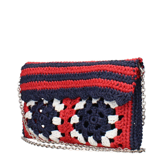 Miu Miu – Mehrfarbige Clutch aus Raffiabast