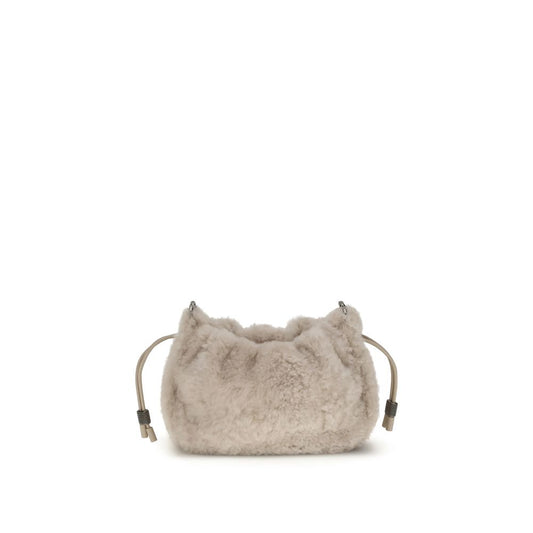 Brunello Cucinelli Mellow Mini-Schultertasche aus Shearling