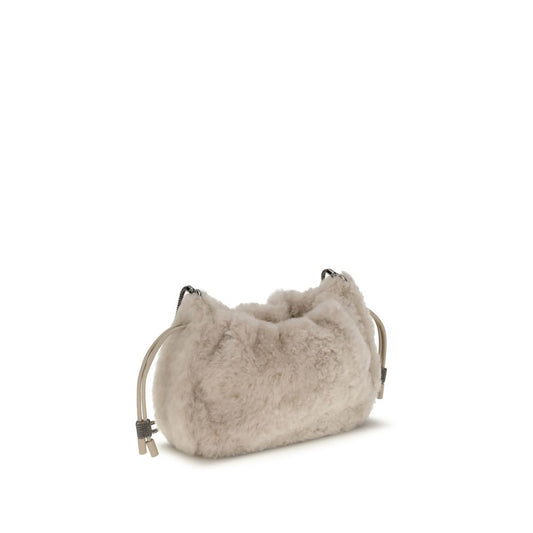 Brunello Cucinelli Mellow Mini-Schultertasche aus Shearling