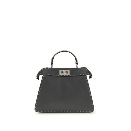 Fendi Peekaboo ISeeU Kleine graue Leder-Umhängetasche