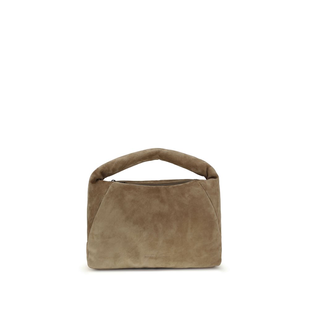 Sac à main Bos Taurus en cuir de veau beige Brunello Cucinelli