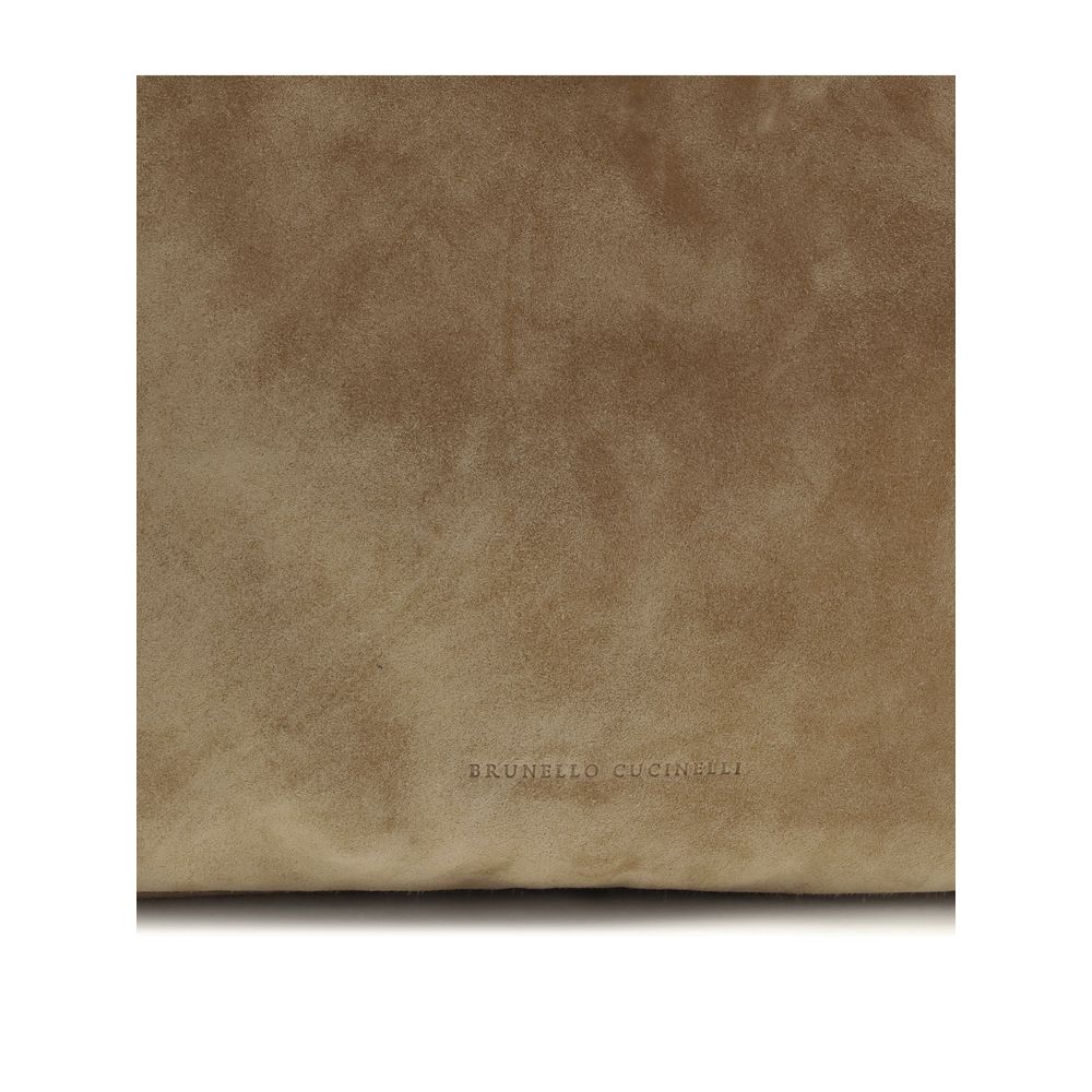 Sac à main Bos Taurus en cuir de veau beige Brunello Cucinelli