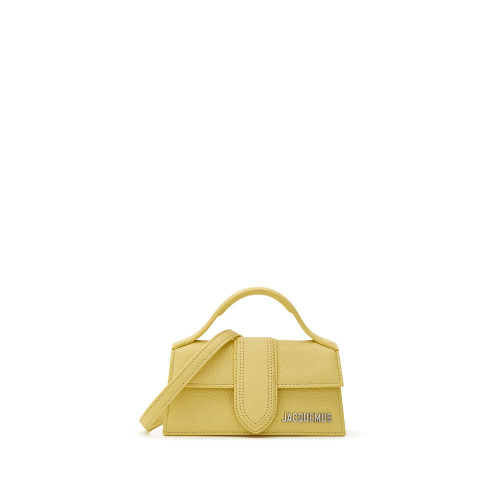 Jacquemus Le Mini Bambino Tasche aus gelbem gehämmertem Leder.