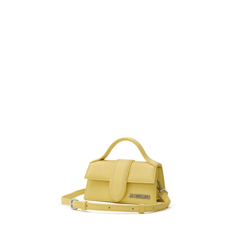 Jacquemus Le Mini Bambino Tasche aus gelbem gehämmertem Leder.