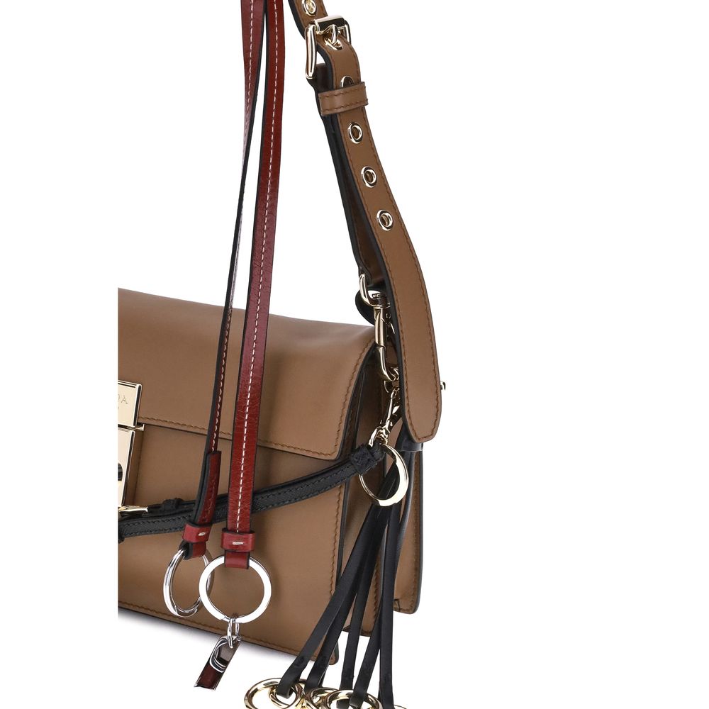 Prada Brown Calf Leather Bos Taurus Shoulder Bag