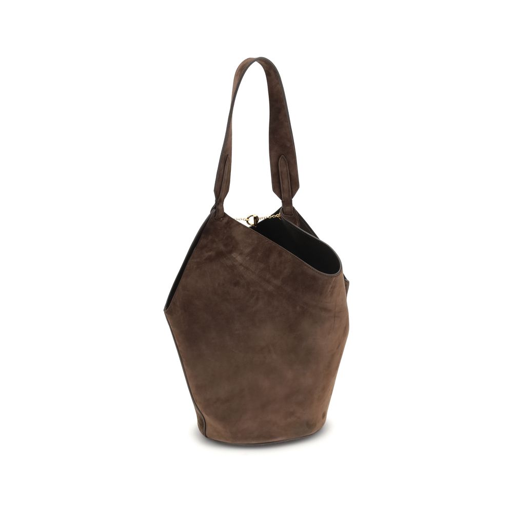 Sac bandoulière Bos Taurus en cuir de veau marron Khaite