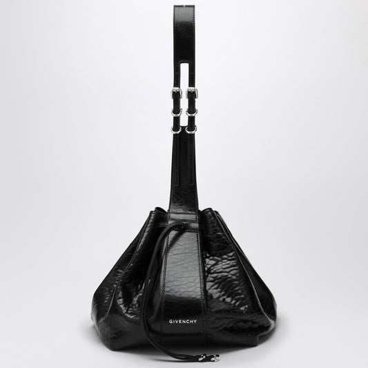 Givenchy Pumpkin Medium Bag In Black Cracked Patent Leather