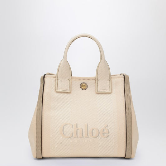 Chloé Carry Small Tote Bag In Blushy Beige Canvas