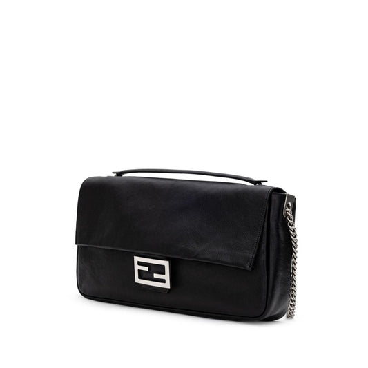 Fendi Black Leather Shoulder Bag Handbag Fendi