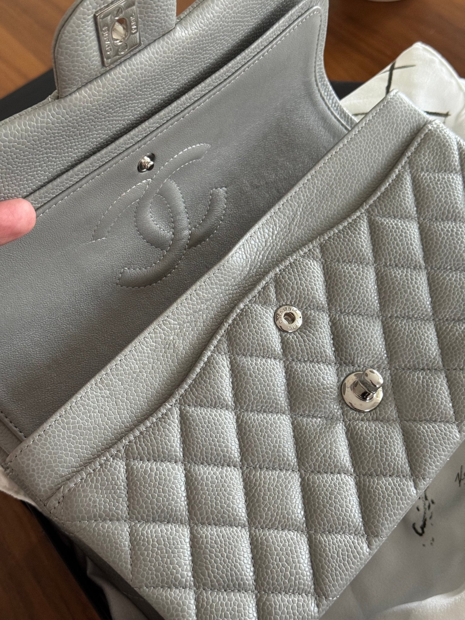 Gray Chanel Medium Double Flap Bag at The Platonist