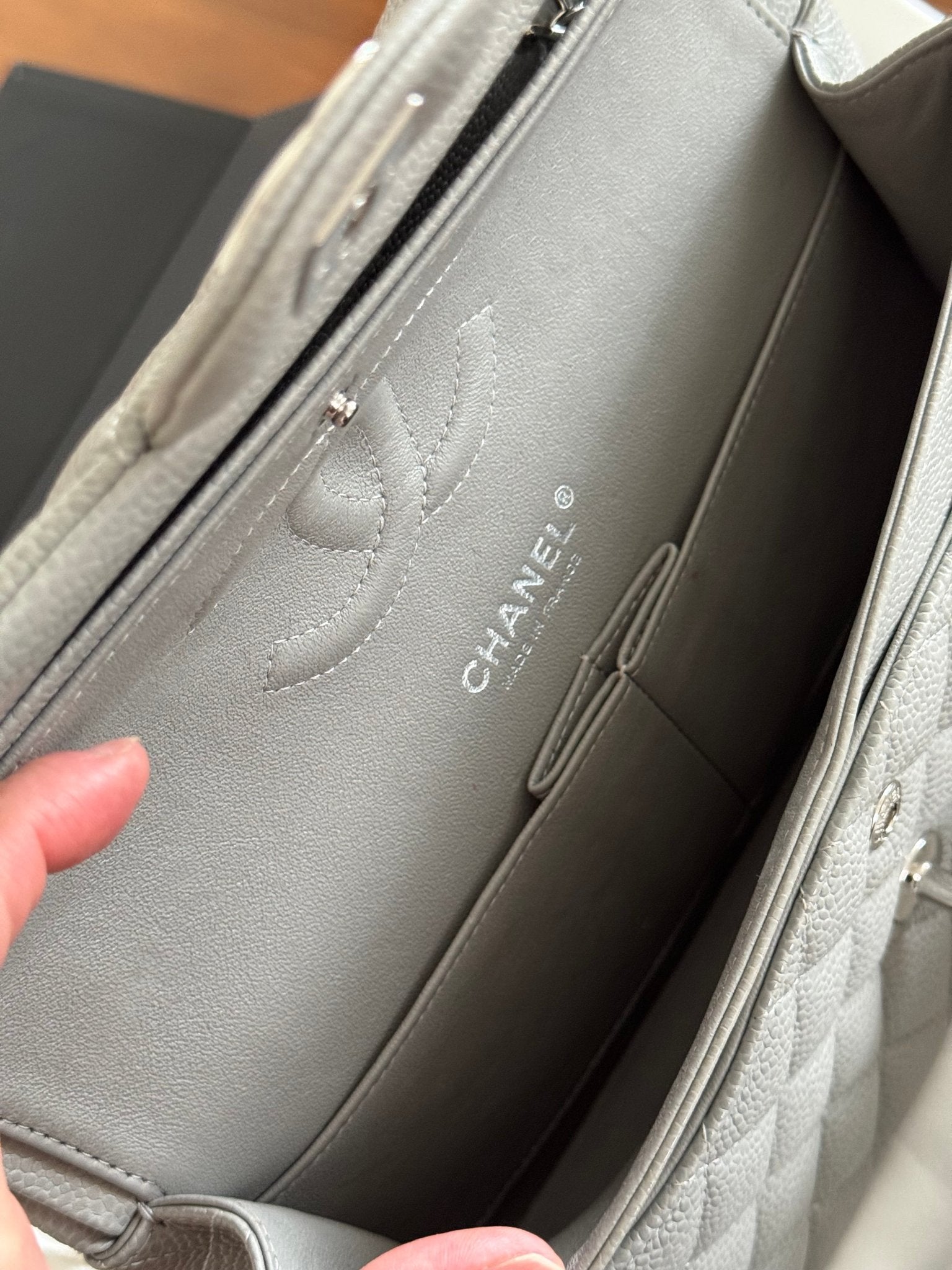 Gray Chanel Medium Double Flap Bag at The Platonist