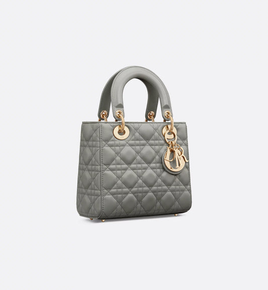 Lady Dior Mittelgraues Lammleder