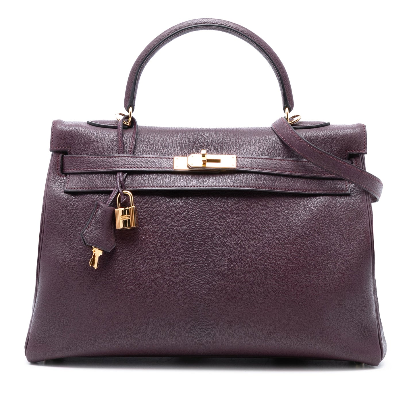 Preloved: Hermès Kelly II Retourne 35 – Chèvre Mysore Raisin / Gold Hardware (2009)